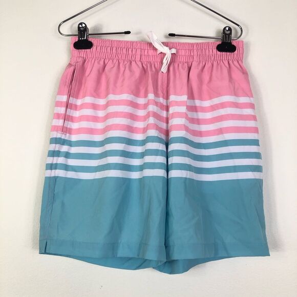 Chubbies 7” Swim Trunks Small Classic Striped Pink Blue Drawstring Liner NWOT - Picture 1 of 7